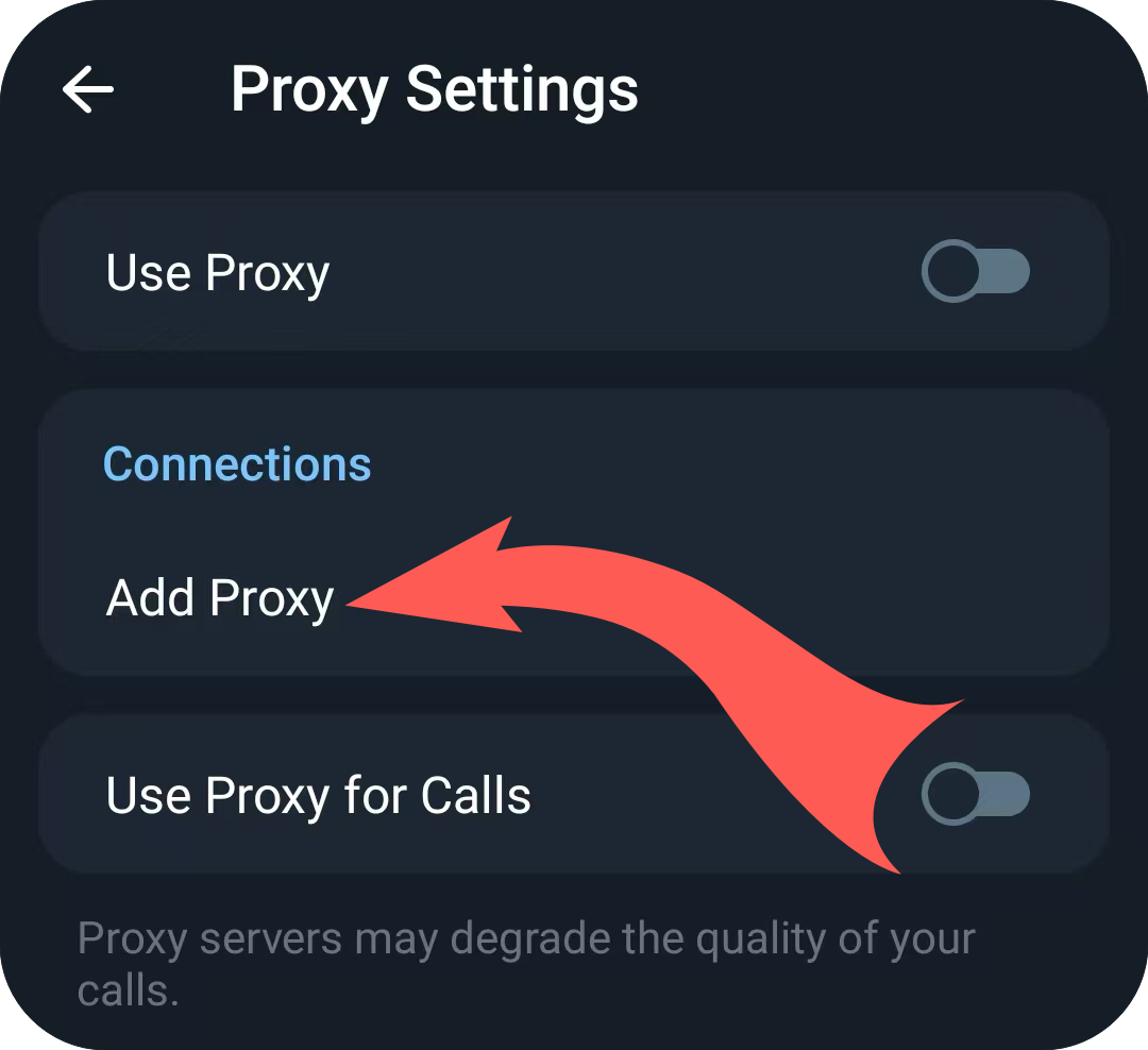 Step 2: Enter proxy settings in Telegram for MTProto configuration